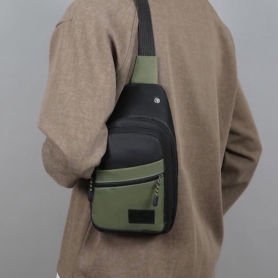 Chest Bag Crossbody 30cm, Adjustable Strap Multi Pocket for Sports Travel, Layered Compartment Reflective Night Safe, Lightweight Durable Fabric and Outdoor Daily Commute