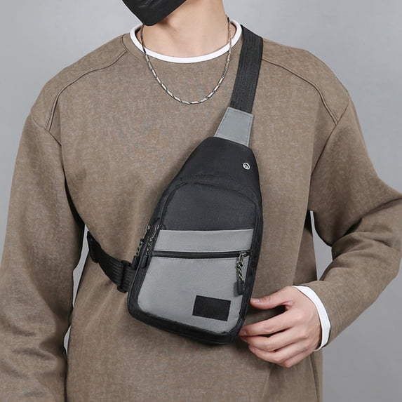 Chest Bag Crossbody 30cm, Adjustable Strap Multi Pocket for Sports Travel, Layered Compartment Reflective Night Safe, Lightweight Durable Fabric and Outdoor Daily Commute