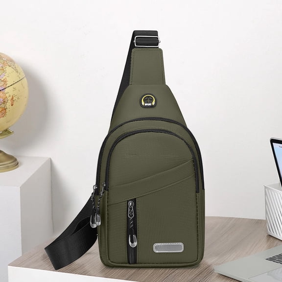 Chest Bag Crossbody Bag Oxford Fabric Gray 30x16x6cm | Multi Pocket Sports Sling Bag Adjustable Strap Durable Storage