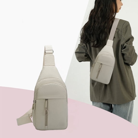 Chest Bag Crossbody Chest Pack | Adjustable Strap | Multi-Compartment Organizer | Durable Cloth Fabric | Secure Zip Closures | Sports Portable Waist Sling | 30x18cm | Black/White/Khaki/Pink