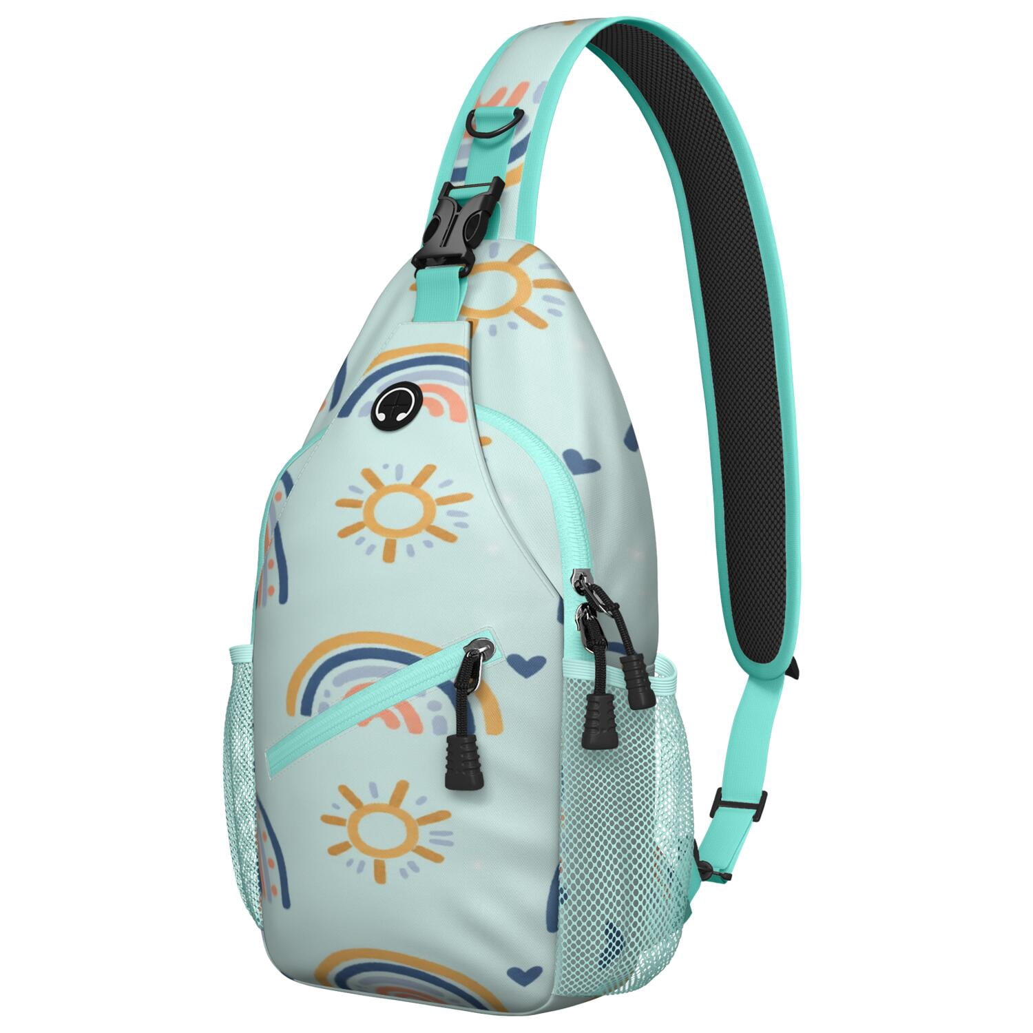 Chest Bag Crossbody Shoulder Bag Adjustable Shoulder StrapCrossbody Sling Bag for Men Women Travelers Rainbow Cartoon