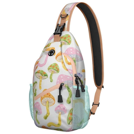 Chest Bag Crossbody Shoulder Bag Crossbody Shoulder BagGym Cycling Travel Hiking Daypack for Men Women Travelers Mushroom