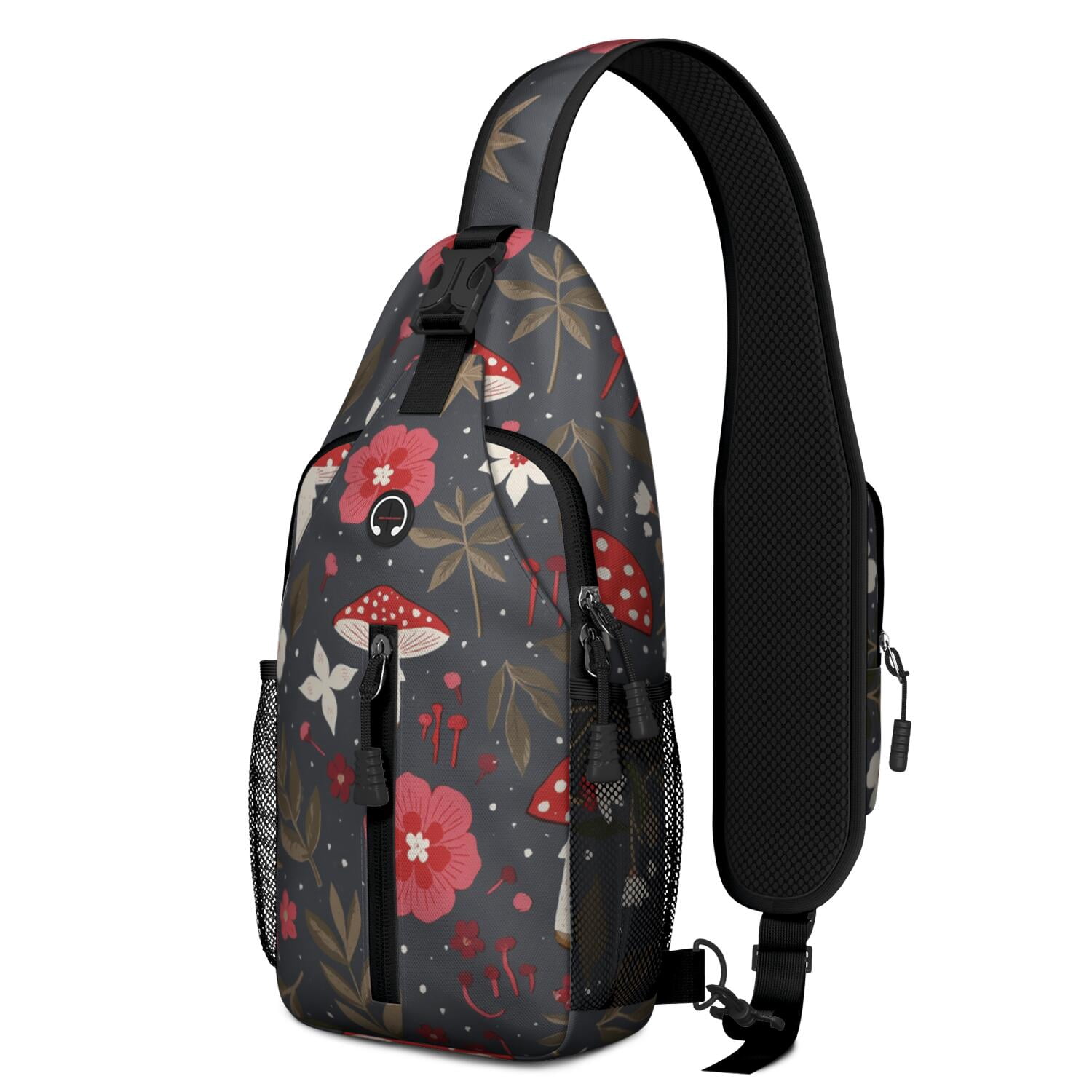 Chest Bag Crossbody Shoulder Bag Crossbody Shoulder BagHiking Sling Backpack for Men Women Travelers Mushroom