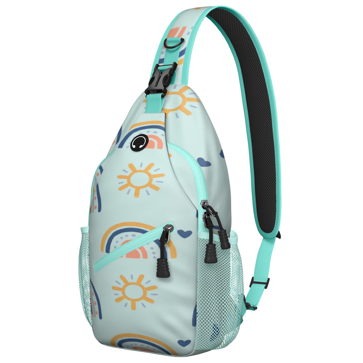 Chest Bag Crossbody Shoulder Bag Crossbody Shoulder BagHiking Sling Backpack for Men Women Travelers Rainbow Cartoon