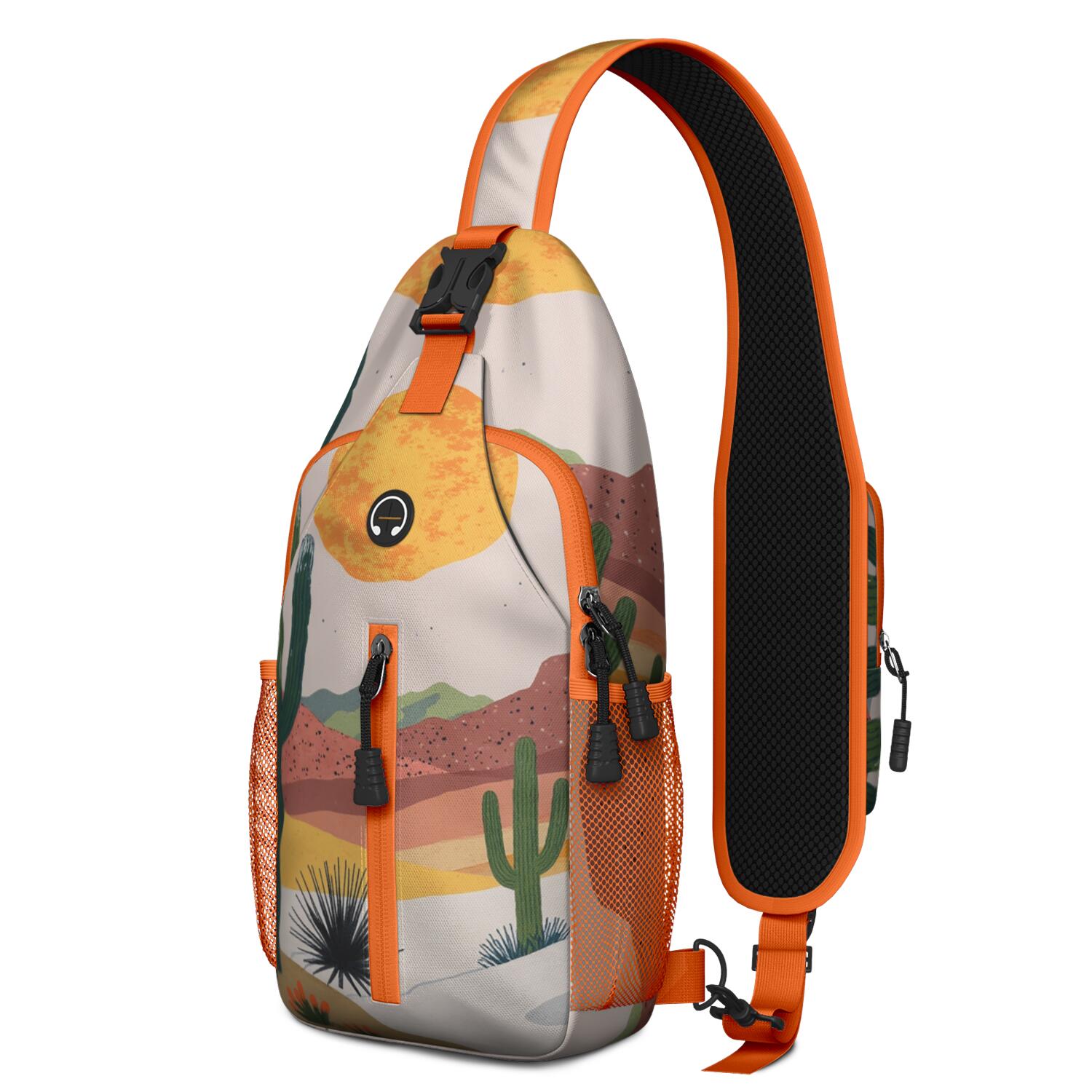 Chest Bag Crossbody Shoulder Bag Small BackpackHiking Sling Backpack for Hiking Dating Gym Cycling Working Cactus Desert