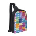thumbnail image 1 of Chest Bag Dual Pocket 11.8×7.7×2.4in Waterproof Double-Pocket Large Capacity With No Inner Pouch Pockets And Double Drawstrings Aliceblue Colorful Houndstooth Hand-Drawn Sketch_1, 1 of 8