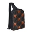 thumbnail image 1 of Chest Bag Dual Pocket 11.8×7.7×2.4in Waterproof Double-Pocket Large Capacity With No Inner Pouch Pockets And Double Drawstrings Argyle Plaid Darkorange_1, 1 of 8