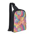thumbnail image 1 of Chest Bag Dual Pocket 11.8×7.7×2.4in Waterproof Double-Pocket Large Capacity With No Inner Pouch Pockets And Double Drawstrings Darkmagenta Tie-Dye Background Rainbow Colors (2), 1 of 8