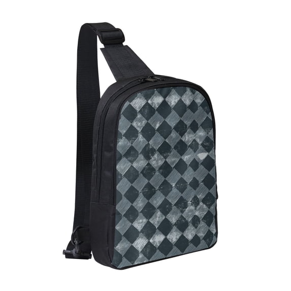 Chest Bag Dual Pocket 11.8×7.7×2.4in Waterproof Double-Pocket Large Capacity With No Inner Pouch Pockets And Double Drawstrings Darkslateblue Houndstooth Vintage Texture Hand-Drawn Sketch_3