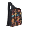 thumbnail image 1 of Chest Bag Dual Pocket 11.8×7.7×2.4in Waterproof Double-Pocket Large Capacity With No Inner Pouch Pockets And Double Drawstrings Saddlebrown Colorful Houndstooth Hand-Drawn Sketch_1, 1 of 8
