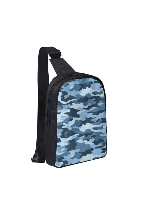 Chest Bag Dual Pocket 11.87.72.4in Waterproof Double-Pocket Large Capacity With No Inner Pouch Pockets And Double Drawstrings Vector Camouflage Pattern Blue_3