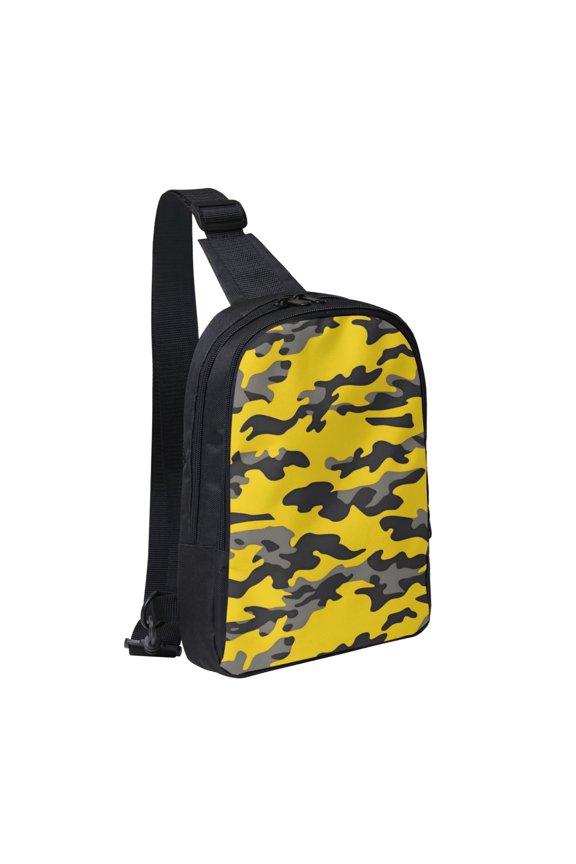 Chest Bag Dual Pocket 11.87.72.4in Waterproof Double-Pocket Large Capacity With No Inner Pouch Pockets And Double Drawstrings Vector Camouflage Pattern Yellow_1