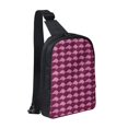 thumbnail image 1 of Chest Bag Dual Pocket 11.8×7.7×2.4in Waterproof Double-Pocket Large Capacity With No Inner Pouch Pockets And Double Drawstrings Magenta Houndstooth_4, 1 of 8