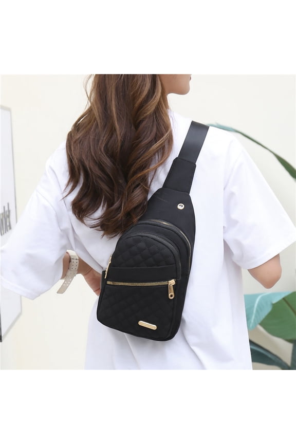 Chest Bag Embroidered Shoulder Backpack Large Capacity Sling Bag, Waterproof Crossbody Pack with USB Cable Hole and Adjustable Strap, Travel Hiking Work Casual Outdoor Daily Carry