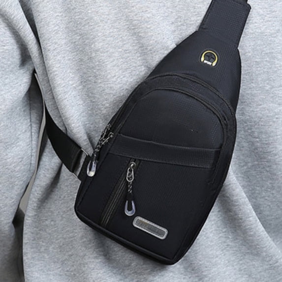 Chest Bag Fabric Crossbody Bag Sports Chest Pack with Multi Pocket Storage Wear Resistant Material Adjustable Strap Secure Zippered Compartments for Travel Outdoor Running Cycling Daily Use