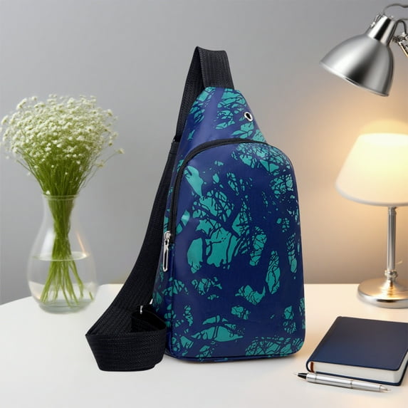 Chest Bag for Men | Large Capacity Multi Pocket Shoulder Sling Backpack | Adjustable Strap | Cloth Material | Durable Leisure Outdoor Travel | Zipper Front Pocket | 30x16x5cm | 1Pc