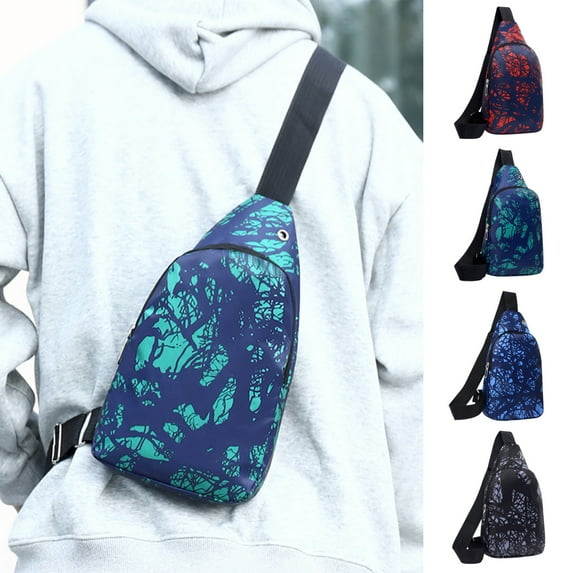 Chest Bag for Men | Large Capacity Multi Pocket Shoulder Sling Backpack | Adjustable Strap | Cloth Material | Durable Leisure Outdoor Travel | Zipper Front Pocket | 30x16x5cm | 1Pc