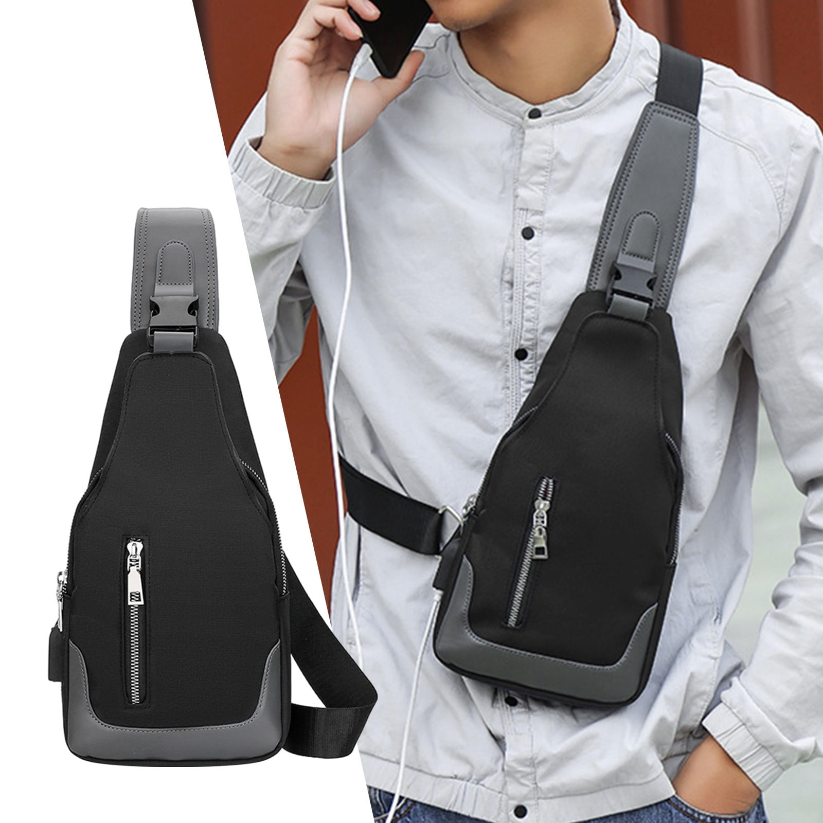 Chest Bag, Men's Crossbody Bag, Casual Shoulder Bag, Lightweight Sports