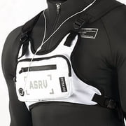 Chest Bag, Unisex Chest Pack for Running, Hiking, EDC, Water Resistant, Adjustable, Reflective, Black, Nylon