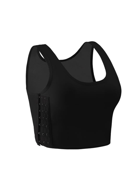 Chest Binder Tank Top for Women Breathable Mesh Side Hook Elastic Compression Bra Slimming Fit Vest Underwear