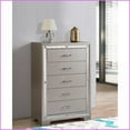 thumbnail image 1 of Chest | Classic Glam Silver Champagne with Mirror Accents | Particle Board, Champagne, 1 of 6