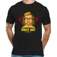 thumbnail image 1 of Chest Day Blond Man Lifting Barbells Fitness Gym Humor Graphic Unisex T-Shirt, up to size 5XL, 1 of 2