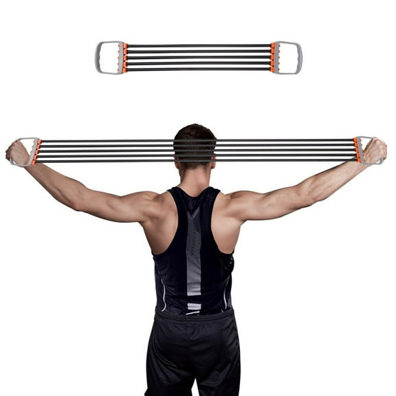 Chest Expander, 5 Tubes Adjustable Arm Strength Trainer, Back Muscle Exercising Resistance Band, Spring Exerciser with 30-150 Lbs TPR Tubes, Home Fitness Equipment for Men, Women