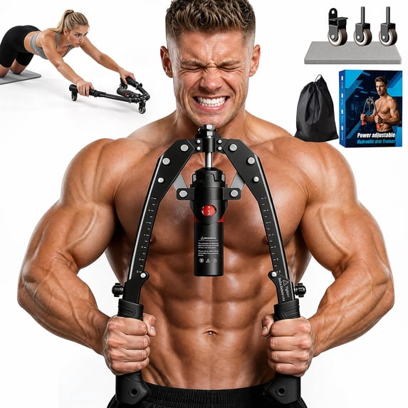 EAST MOUNT Chest Expander, 3-in-1 Hydraulic Twister Arm Trainer 15-Level 30-440LB Adjustable Resistance with Ab Roller for Chest, Arms & Core Strength Training at Home