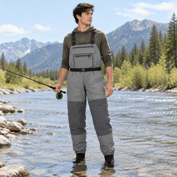 Chest Fishing Waders, Grey, X-Small, Waterproof Neoprene Bootfoot ...