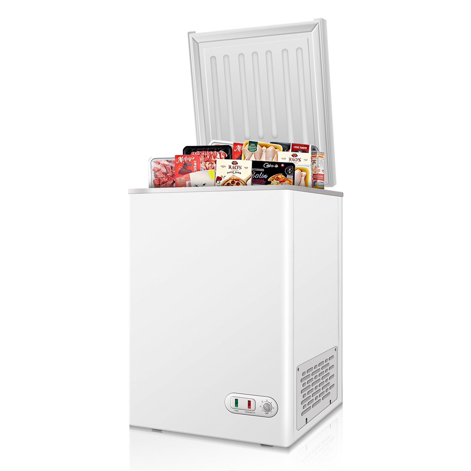 Chest Freezer 3.0 Cu.ft Deep Freezer with Lockable Lid, 7-Level Temp Control, Manual Defrost & Rolling Wheels, Energy Saving for Home Commercial Storage, White
