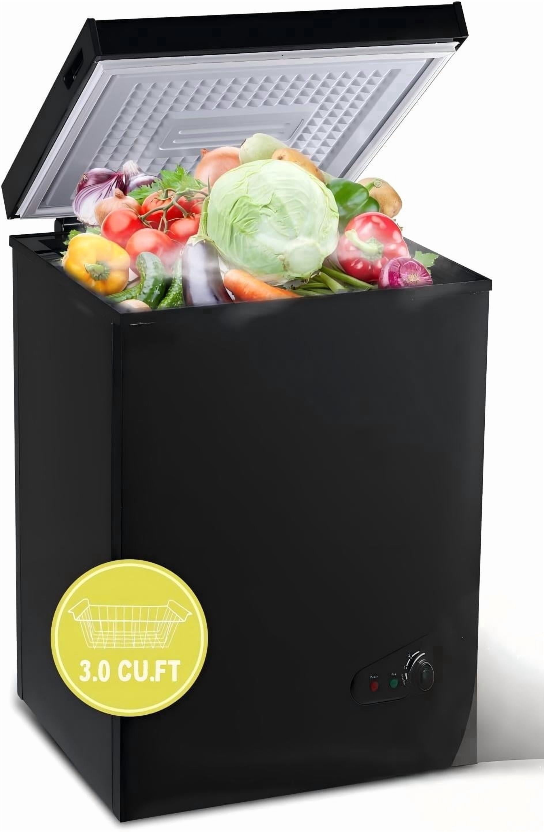 GGTB 3.0 Cu.ft Chest Freezer with Adjustable Temperature, Top Open Door, Removable Basket for Home Kitchen Office Bar, Black