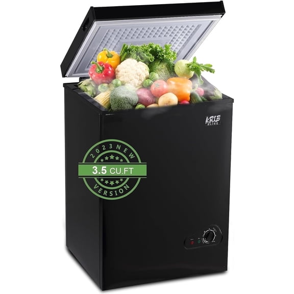 GGTB 3.0 Cu.ft Chest Freezer with Adjustable Temperature, Top Open Door, Removable Basket for Home Kitchen Office Bar, Black