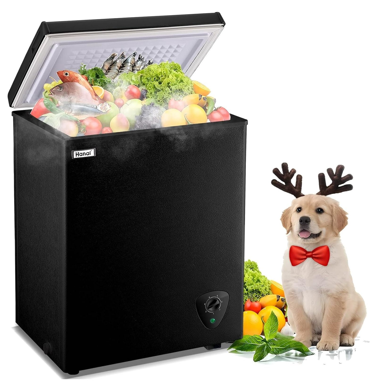 Top Box Freezer Chest Freezer 3.5 Cu Ft Small Deep Freezer Top Door Compact Garage ...