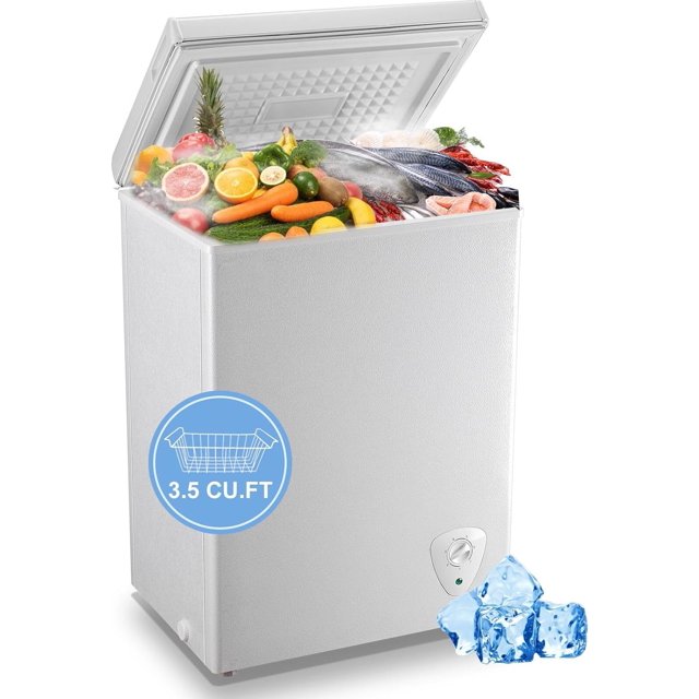 Chest Freezer 3.5 Cubic Feet Mini Small Deep Freezers with Adjustable