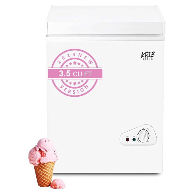 Chest Freezer 3.5 cu.ft Adjustable Thermostat Compact Freezers with