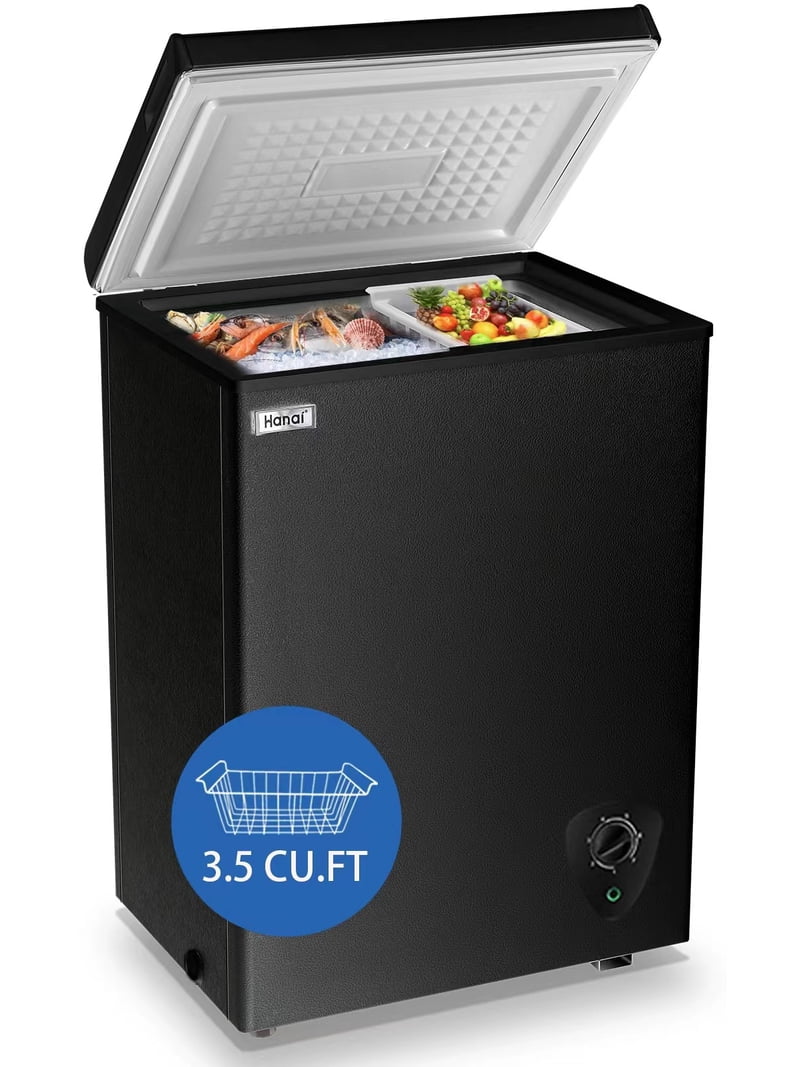 WANAI Chest Freezer, 3.5 cu.ft, Compact Freezer, Adjustable