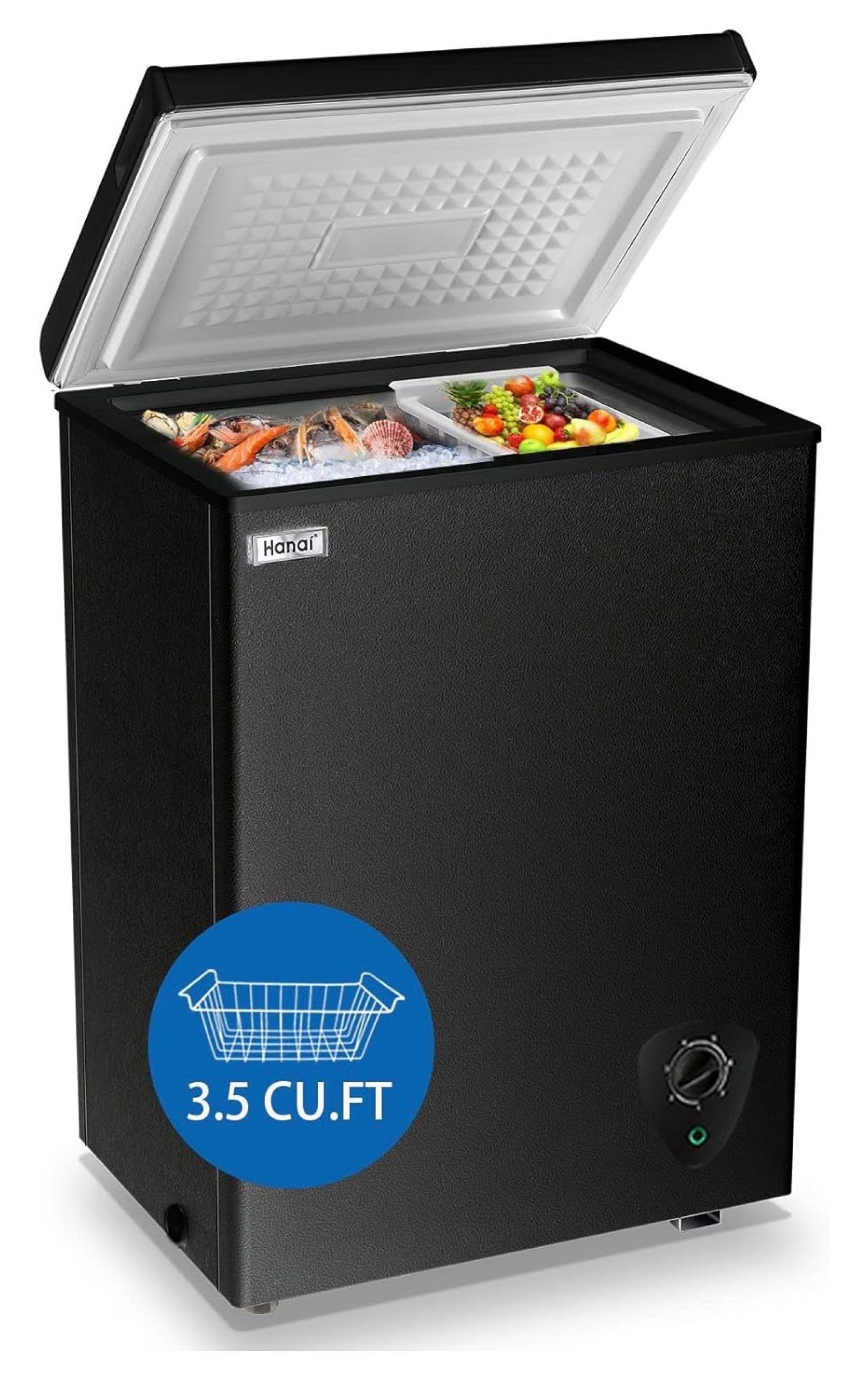 Chest Freezer 3.5 cu.ft Small Deep Freezer Mini Outdoor Black Chest