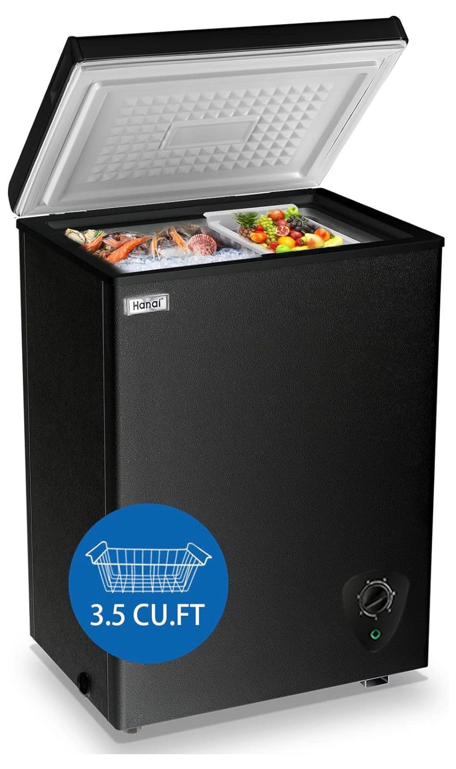 Chest Freezer 3.5 cu.ft Small Deep Freezer Mini Outdoor Black Chest
