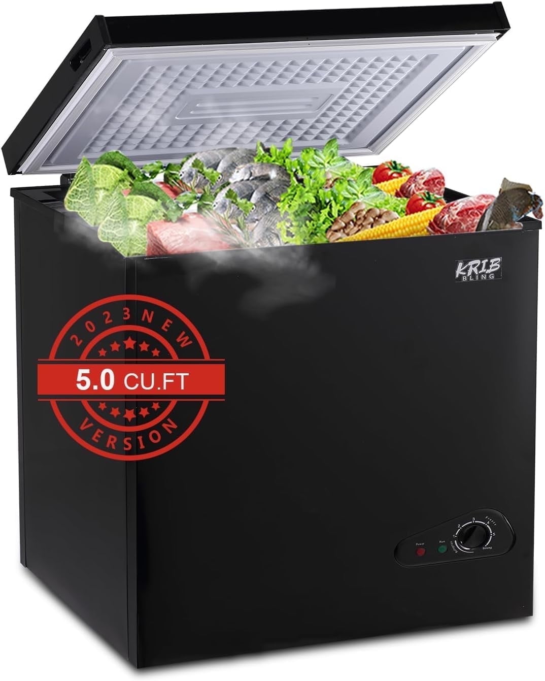 KRIB BLING 5.0 cu.ft Chest Freezer, 7 Thermostat, Low Noise