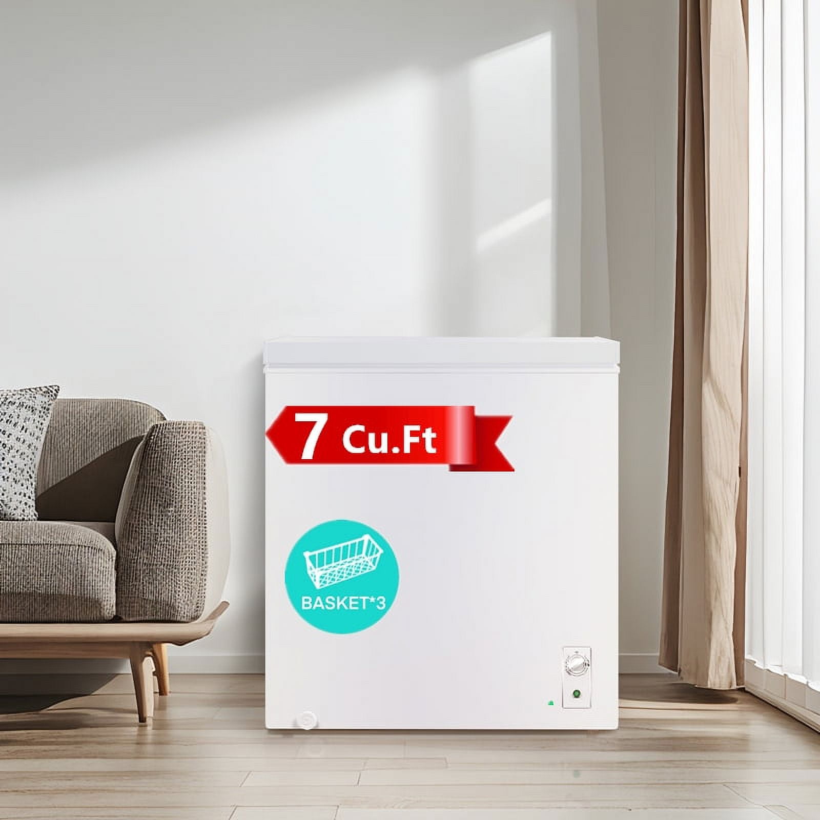 Chest Freezer 7 Cu Ft 3 Removable Baskets Quiet Compact Freezer