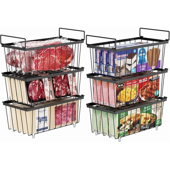 Chest Freezer Organizer Bins - 8 Pack Small Stackable Deep Freezer Organizer Bins for Most 7 Cu.FT Freezer Sort Frozen Meats, Freezer Storage Bins Easy Access Food without Digging