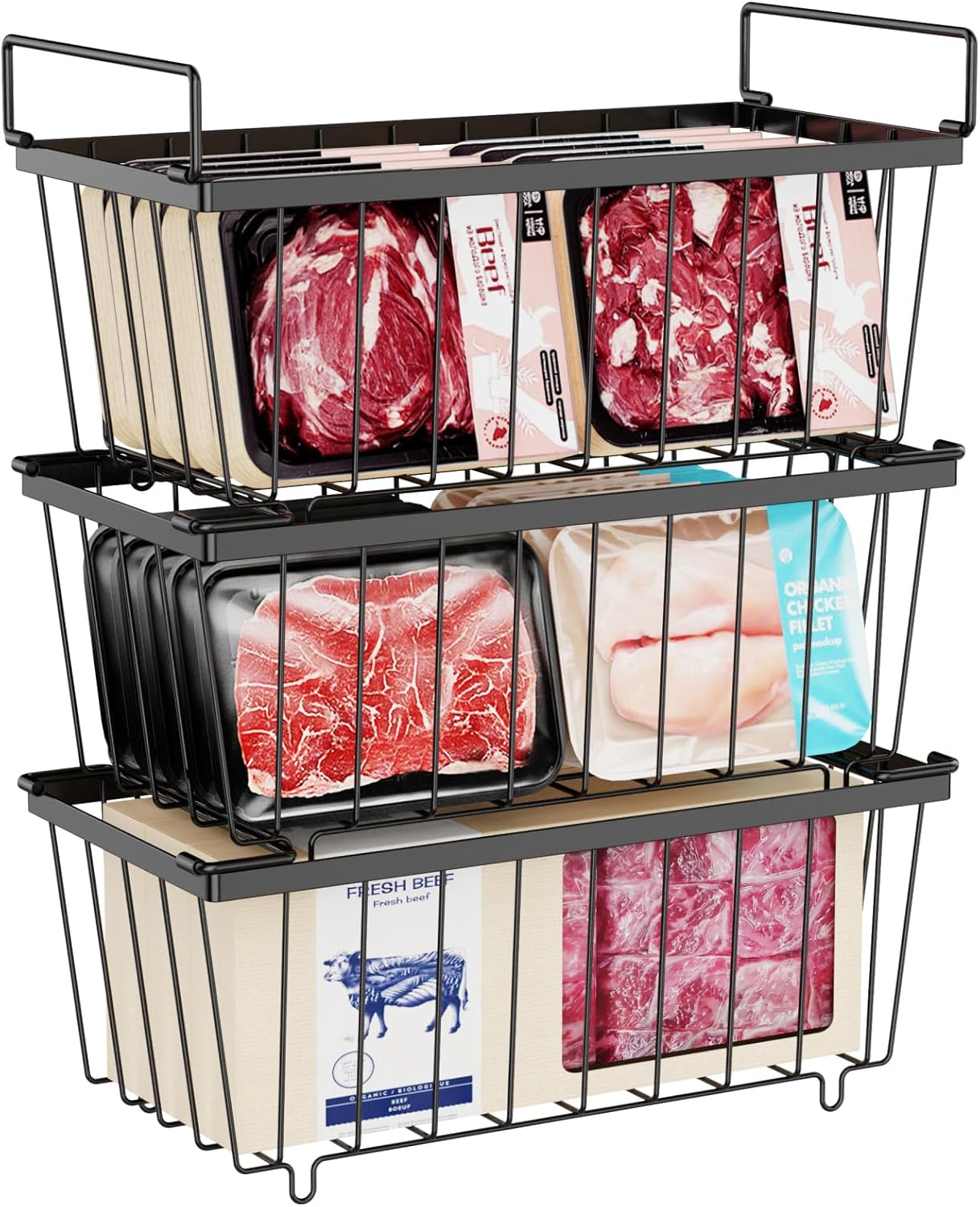 Chest Freezer Organizer Bins 8 Pack Stackable Deep Freezer Organizer