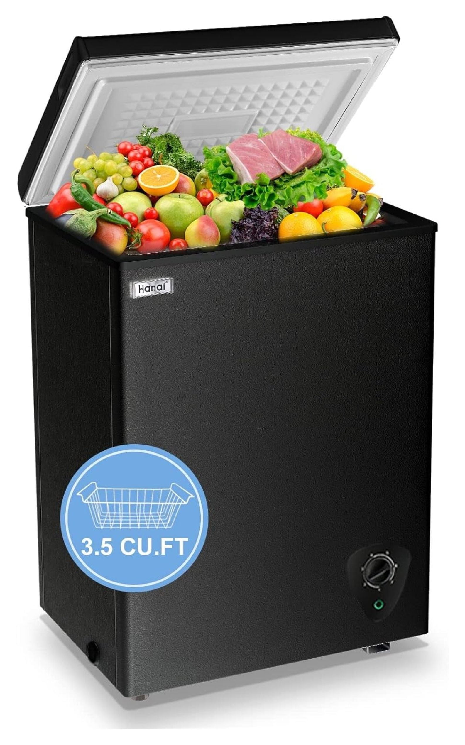 Chest Freezer Small Freezer Black Deep Freezers 3.5 Cu.Ft Compact