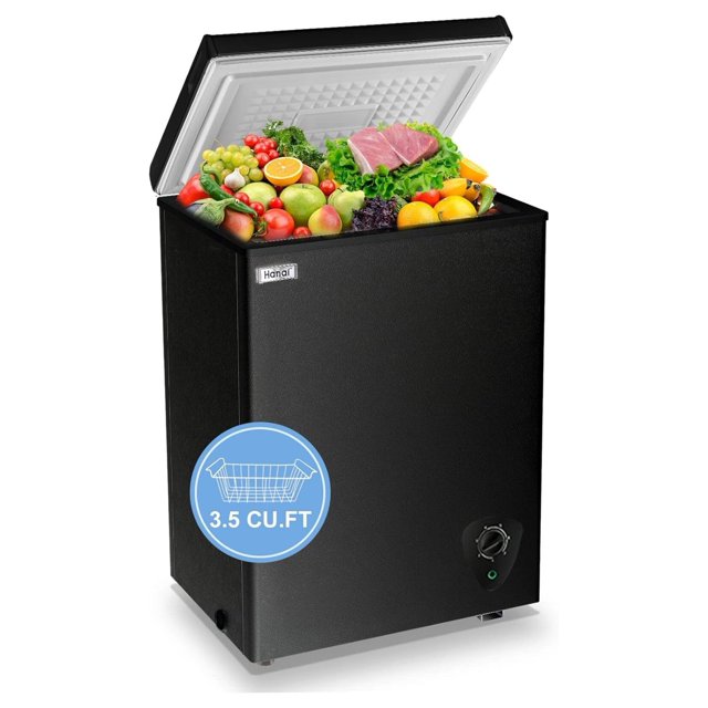Chest Freezer Small Freezer Black Deep Freezers 3.5 Cu.Ft Compact