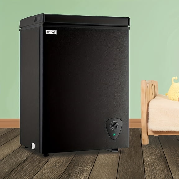 Chest Freezer Small Deep Freezer 3.8 Cu.Ft Free-Standing Top Door Freezer Adjustable 7 Thermostat And Removable Basket Open Garage Basement Apartment Kitchen Business