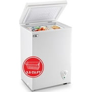 Chest Freezer Small Deep Freezers WANAI Mini Top Door Freezer Storage Basket 7 Temp Control for Office Dorm Apartment# NB-BCBD-63-WHITE