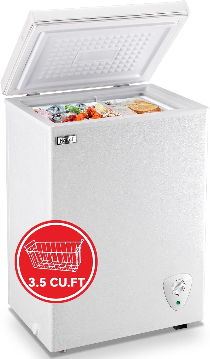 Best Energy Efficient Small Chest Freezer WANAI 5.0 Cubic Compact Chest Freezer with Top Open Door, Removable