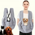 thumbnail image 1 of Chest-Front Pet Carrier Backpack for Dogs and Cats, 16.14x14.96x5.51 Inch Travel Bag for Riding, Adjustable Shoulder Strap for Outdoor Use(Gray), 1 of 6