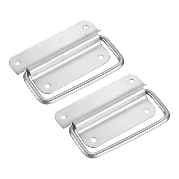 Chest Handles, 2Pcs - Stainless Steel Folding Handle, Pull Handles for Wooden Box Tool Box Equipment Box (Silver)