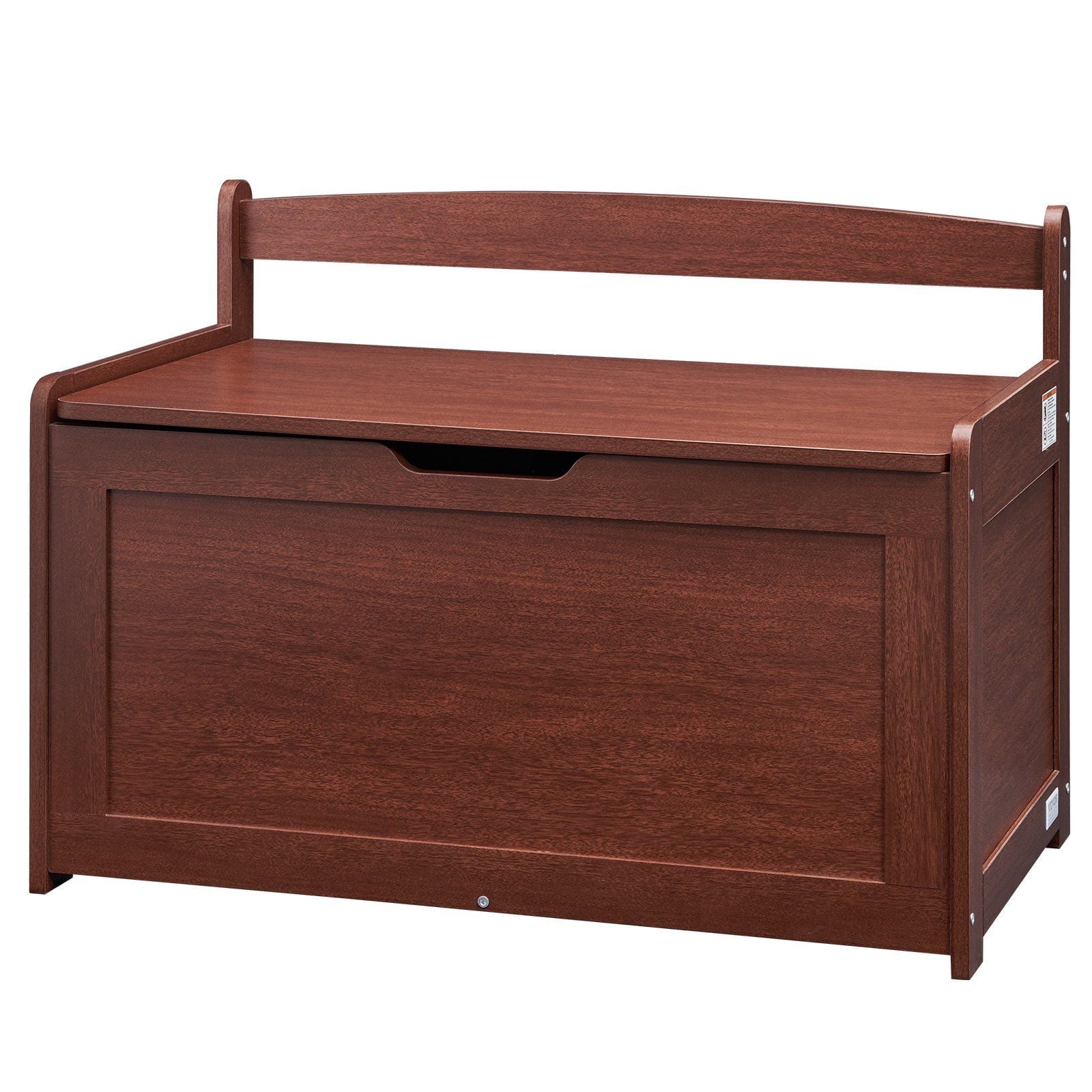 Wooden Toy Chest for Kids, Toddler Toy Storage Box with Flip-Top Lid and Safety Hinge, Large Kids Storage Bench for Playroom, Bedroom, Living Room or Entryway, Cherry Finish